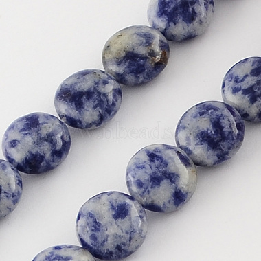 10mm Blue Flat Round Blue Spot Stone Beads