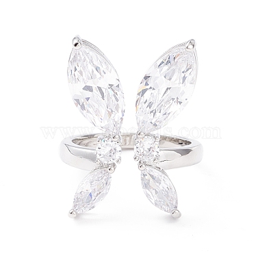 Butterfly Clear Cubic Zirconia Cuff Ring(RJEW-D117-01P)-2