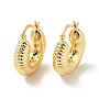 Brass Hoop Earrings, Grooved Circle Hoop Earring, Thick Hoop Earrings, Real 18K Gold Plated, 28x25x8mm, Pin: 0.7x1mm