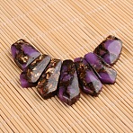 Assembled Dyed Synthetic Imperial Jasper and Bronzite Pendants, Graduated Fan, Faceted, Purple, 20~45x15~26x6~7mm, Hole: 2mm, 7pcs/set(X-G-E327-01C)