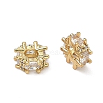 Brass Clear Cubic Zirconia Beads, Cadmium Free & Lead Free, Rack Plating, Long-Lasting Plated, Flat Round, Real 18K Gold Plated, 9x4mm, Hole: 3.5mm(KK-D228-19G)