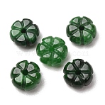 Dyed Natural Myanmar Jade Carved Beads, Flower, Green, 9.5~10x5mm, Hole: 1.4~1.6mm(GG-CBABA9C-04A)