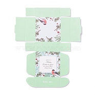 Creative Folding Wedding Candy Cardboard Box, Small Paper Gift Boxes, for Handmade Soap and Trinkets, Bird Pattern, 7.7x7.6x3.1cm, Unfold: 24x20x0.05cm(CON-I011-01G)