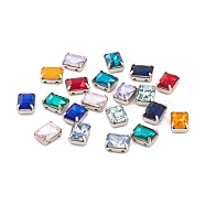 Sew on Rhinestone, K9 Glass Rhinestone, Platinum Tone Brass Prong Settings, Garments Accessories, Faceted, Rectangle, Mixed Color, 8x6x4mm, Hole: 1mm(RGLA-Q013-03A-01)