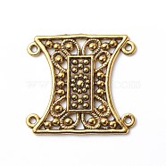 Tibetan Style Zinc Alloy Chandelier Components Links, Rectangle, Antique Golden, 29x32x2mm(TIBE-L003-032AG)