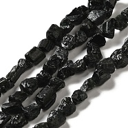 Raw Rough Natural Black Tourmaline Beads Strands, Nuggets, 4.5~12x4.5~8x4~8mm, Hole: 0.9mm, about 63~66pcs/strand, 15.47''~16.34''(39.3~41.5cm)(G-I283-G09-02)