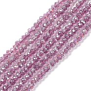 Electroplate Glass Beads Strands, AB Color Plated, Faceted Rondelle, Rosy Brown, 3x2mm, Hole: 0.5mm, about 165~170pcs/strand, 16.7 inch(X-EGLA-R048-2mm-11)