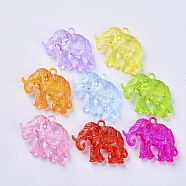 Transparent Acrylic Pendants, Elephant, Mixed Color, 33x44x10.5mm, Hole: 2.5mm, about 125pcs/500g(TACR-T012-02)