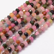 Natural Tourmaline Beads Strands, Faceted, Rondelle, 3x2mm, Hole: 0.5~0.6mm, about 129~173pcs/strand, 15.5 inch(39.5cm)(G-F460-14)