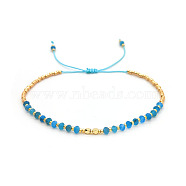 Round Natural Blue Agate Beaded Braided Bead Bracelets, Janpanese Miyuki Glass Seed Bead Bracelets for Women(NJ4707-1)