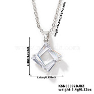 Crystal Cute Geometric Rhombus Rhinestone Pendant Necklaces, Brass Cable Chain Necklaces, Platinum, 15.75 inch(40cm)(LZ2991-1)