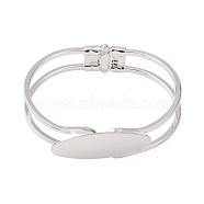 Brass Bangle Making, Blank Bangle Base, Rack Plating, Oval, Silver Color Plated, 1-7/8 inchx2-3/8 inch(47x60mm), Tray: 15x40mm(X-KK-G315-01S)