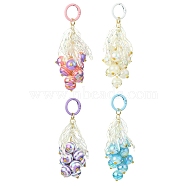Resin Beaded Keychains, with Acrylic Pendant and Spray Painted Alloy Spring Gate Rings, Leaf, Mixed Color, 12cm(HJEW-JM01065)