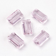 Imitation Austrian Crystal Beads, Grade AAA, Faceted, Rectangle, Pearl Pink, 8x14x5.5mm, Hole: 0.9~1mm(SWAR-F081-8x14mm-03)