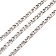 304 Stainless Steel Cuban Link Chains, Unwelded, with Spool, Stainless Steel Color, 5x3.5x1mm, about 32.81 Feet(10m)/Roll(CHS-K016-03A-P)