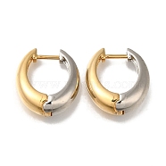 Rack Plating Brass Hoop Earrings, Long-Lasting Plated, Cadmium Free & Lead Free, Ring, Platinum & Real 18K Gold Plated, 19.5x7x18mm(EJEW-C101-06GP)