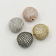 Brass Cubic Zirconia Beads, Oval, Mixed Color, 16x15x9mm, Hole: 2mm(ZIRC-F001-50)