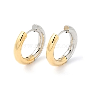 Two Tone Stainless Steel Huggie Hoop Earrings, Real Gold Plated & Stainless Steel Color, 6 Gauge, 21x22.5x4mm(EJEW-P228-03B-1)