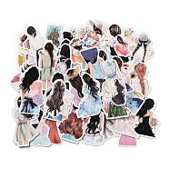 50Pcs Paper Stickers, for DIY Scrapbooking, Journal Decoration, Girls, Mixed Color, 55~71x34~45x0.1mm, about 50Pcs/Bag(DIY-M055-08)