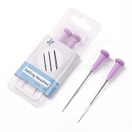 2Pcs Wool Felt Punch Needles, with Plastic Handle, Needle Felting Tool, Lilac, 80x11.5mm(PW-WGB6CA6-01)