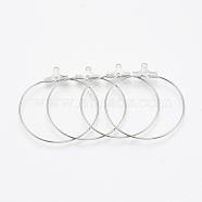 304 Stainless Steel Pendants, Hoop Earring Findings, Stainless Steel Color, 29x26x1.5mm, Hole: 1mm, Pin: 0.8mm(X-STAS-T031-20-25mm)