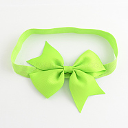Elastic Baby Headbands, Bows for Girls, Cloth, Green Yellow, 110mm(OHAR-R160-07)