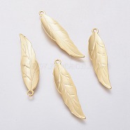 201 Stainless Steel Pendants, Leaf, Golden, 38x9.5x0.7mm, Hole: 1.8mm(STAS-L234-114G)