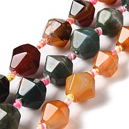 Natural Agate Beads Strands, Dyed & Heated, Faceted, Bicone, Mixed Color, 14~15x16~16.5x13.5~15mm, Hole: 2.5mm, about 19pcs/strand, 15.55''(39.5cm)(G-K334-03)