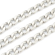 Tarnish Resistant 304 Stainless Steel Cuban Link Chains, Unwelded, with Spool, Stainless Steel Color, 22.5x15x4mm, 16.4 Feet(5m)/roll(STAS-B020-07P)