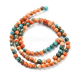 Synthetic Ocean White Jade Round Beads Strands, Dyed, Saddle Brown, 4mm, Hole: 1mm, about 96pcs/strand, 16.10''(40.89cm)(G-YW0001-42A)