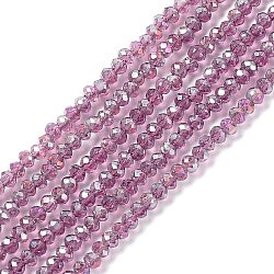 Electroplate Glass Beads Strands, AB Color Plated, Faceted Rondelle, Rosy Brown, 3x2mm, Hole: 0.5mm, about 165~170pcs/strand, 16.7 inch(X-EGLA-R048-2mm-11)