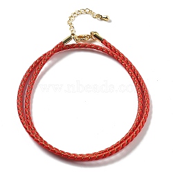 Polyester Cord Braided Necklace Makings, with Brass Findings, Stainless Steel Clasps, Long-Lasting Plated, Golden, FireBrick, 18-3/4 inch(47.5cm)(MAK-L043-03G-16)