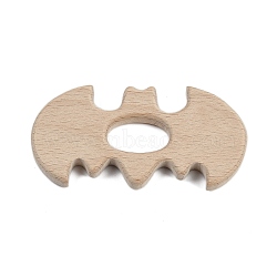 Natural Beech Wooden Baby Teething Toys, Teething Rings for Newborn Toddler Infant, Bat, BurlyWood, 50x100x10mm, Hole: 30x12mm(WOOD-U003-15)