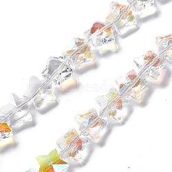 Faceted Glass Beads Strands, Clear, Star, 13x13.5x7mm, Hole: 1mm, about 60pcs/strand, 27.17''(69cm)(X-EGLA-E030-01D)