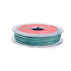 2-Ply Round Waxed Cotton Thread Cords, Import From Japan, Medium Turquoise, 0.5mm, about 21.87 Yards(20m)/Roll(YC-T004-01A-17)