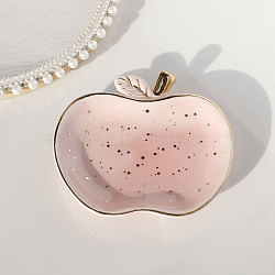 Porcelain Apple Jewelry Tray, Trinket Ring Dish Decorative Plate, for Rings, Earrings, Small Items, Pink, 75x100mm(PW-WG41A68-02)