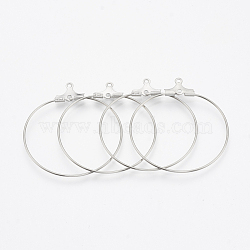 Non-Tarnish 304 Stainless Steel Pendants, Hoop Earring Findings, Stainless Steel Color, 29x26x1.5mm, Hole: 1mm, Pin: 0.8mm(X-STAS-T031-20-25mm)