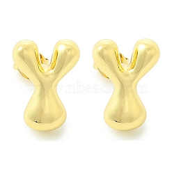 Rack Plating Brass Earrings, Cadmium Free & Lead Free, Long-Lasting Plated, Stud Earrings, Alphabet, Real 18K Gold Plated, Letter Y, 14x10.5mm(EJEW-S222-01G-Y)