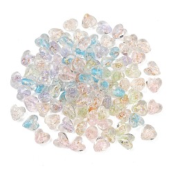 Handmade Foil Glass Beads, Heart, Mixed Color, 12~13x12~13x8~9mm, Hole: 1.2~1.6mm(FOIL-T009-02)