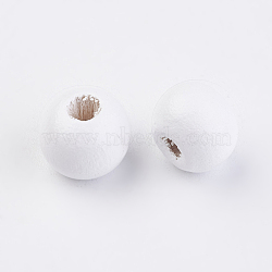 Natural Wood Beads, Dyed, Round, White, 8x7mm, Hole: 2~3mm, about 2770pcs/500g(WOOD-Q030-58C)