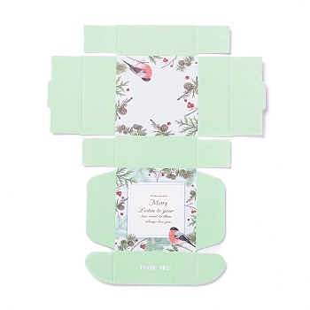 Creative Folding Wedding Candy Cardboard Box, Small Paper Gift Boxes, for Handmade Soap and Trinkets, Bird Pattern, 7.7x7.6x3.1cm, Unfold: 24x20x0.05cm