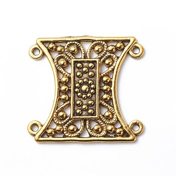 Tibetan Style Zinc Alloy Chandelier Components Links, Rectangle, Antique Golden, 29x32x2mm