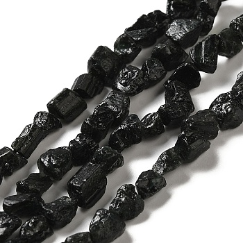 Raw Rough Natural Black Tourmaline Beads Strands, Nuggets, 4.5~12x4.5~8x4~8mm, Hole: 0.9mm, about 63~66pcs/strand, 15.47''~16.34''(39.3~41.5cm)