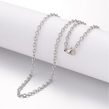 304 Stainless Steel Necklace, Cable Chains, with Lobster Clasps, Stainless Steel Color, 17.72 inch(450mm), 2mm