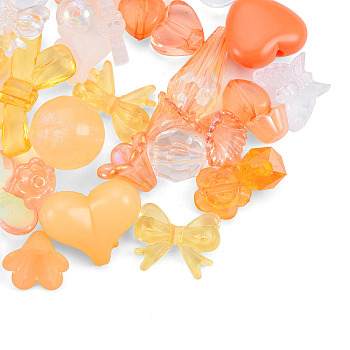 Opaque & Transparent Acrylic Beads, Mixed Shapes, Sandy Brown, 7.5~33x7.5~43.5x4.5~16mm, Hole: 1.2~4mm, about 470pcs/500g