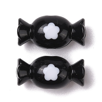 Two-tone Acrylic Beads, Candy, Flower, Black, 9.5x20x10mm, Hole: 2.5mm, 490pc/500g