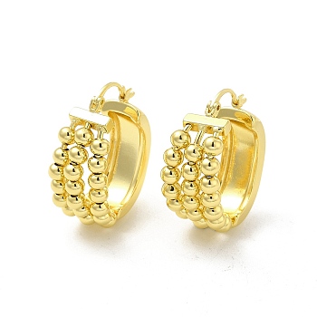 Brass Rotating Beaded Hoop Earrings for Anxiety Stress Relief Jewelry, Light Gold, 29.5x24.5x12.5mm, Pin: 0.6~1x0.5mm