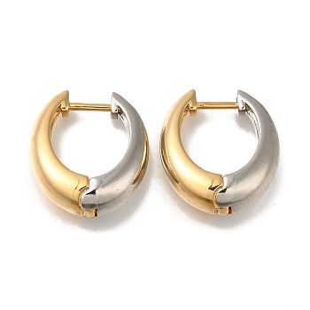 Rack Plating Brass Hoop Earrings, Long-Lasting Plated, Cadmium Free & Lead Free, Ring, Platinum & Real 18K Gold Plated, 19.5x7x18mm