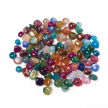 Natural Agate Beads, No Hole/Undrilled, Tumbled Stone, Vase Filler Gems, Dyed & Heated, Nuggets, 6~13mm, about 610pcs/1000g