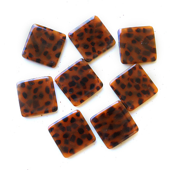 Acrylic Cabochons, Square with Leopard Print, Sandy Brown, 18x18mm
